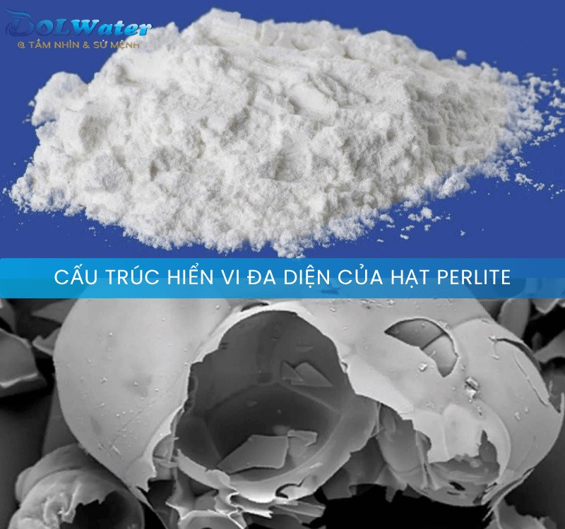 Cấu trúc đa tầng rỗng của bột trợ lọc Dol Perlite - lọc nước Công viên nước giúp lọc sạch chuẩn 1 micron.