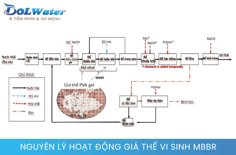 Cơ chế chuyển động lơ lửng tối ưu của công nghệ MBBR sử dụng giá thể vi sinh DOL BIOCHIP.