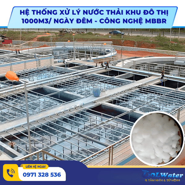 Hệ thống xử lý nước thải khu đô thị 1000m3/ Ngày đêm - Công nghệ MBBR