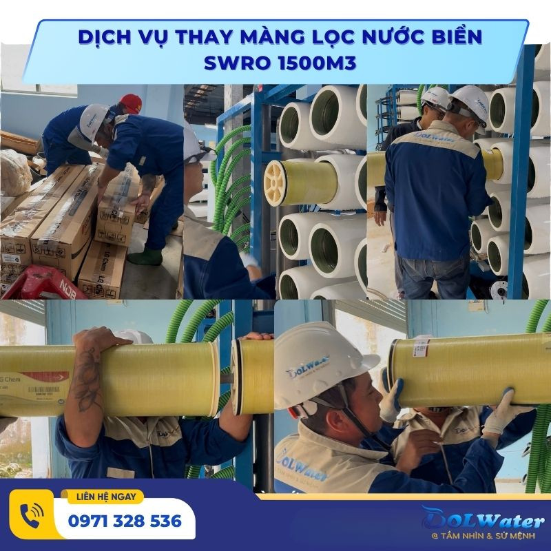 Dịch Vụ Thay Màng Lọc Nước Biển SWRO 1500M3 Uy Tín