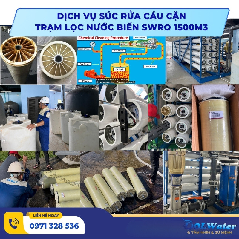 Dịch Vụ Súc Rửa Cáu Cặn Trạm Lọc Nước Biển SWRO 1500M3 Chuyên Nghiệp